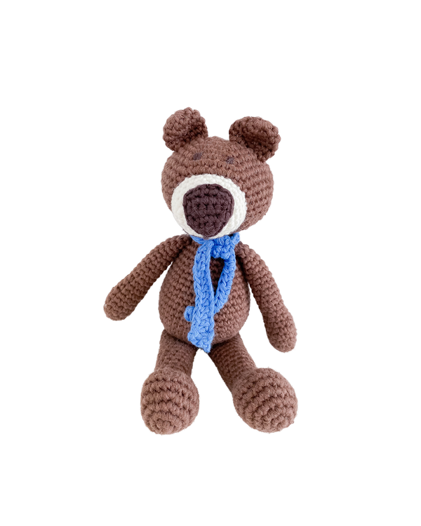 Handmade crocheted doll Atti the bear mini - brown