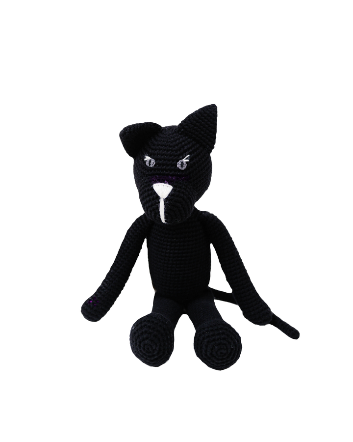 בובת חתול סרוגה שחורה - בובות סרוגות עבודת יד לילדים